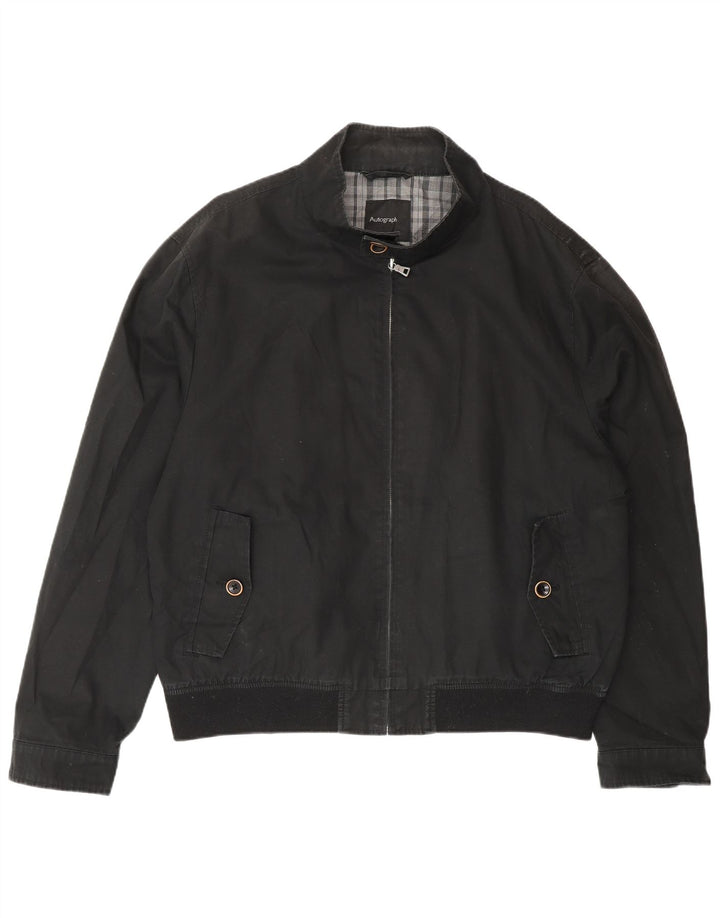 Marks & Spencer Chaqueta Bomber Autograph para Hombre UK 42 XL Algodón Negro