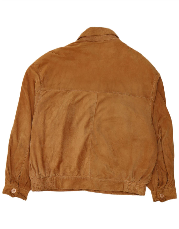 Vintage hombres ante chaqueta EU 54 XL cuero beige