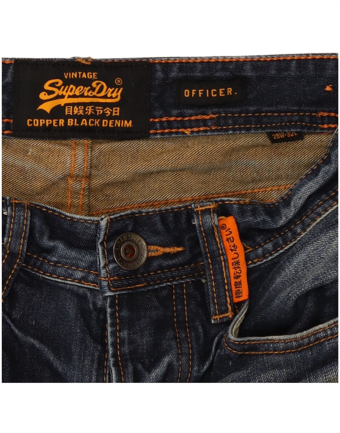 SUPERDRY Shorts vaqueros oficiales para hombre W28 Small Blue Cotton