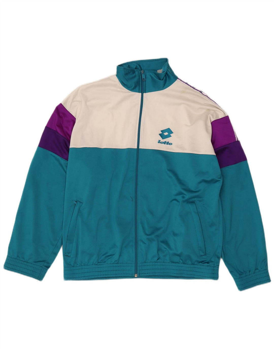 LOTTO Chaqueta superior de chándal con gráfico para hombre, color azul grande, color block