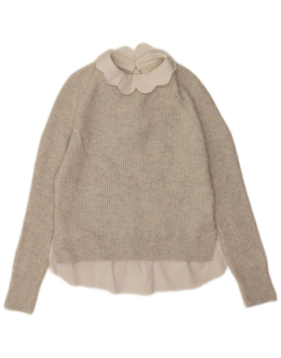 Ted Baker Suéter extragrande con cuello redondo para mujer US 0 2XS Lana gris