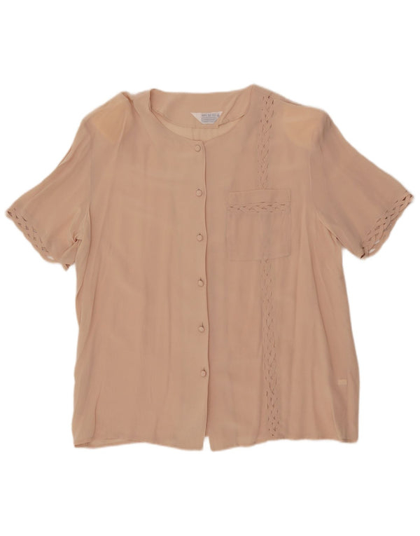 Coocoon Blusa Camisera de Manga Corta para Mujer ES 40 XL Seda Beige