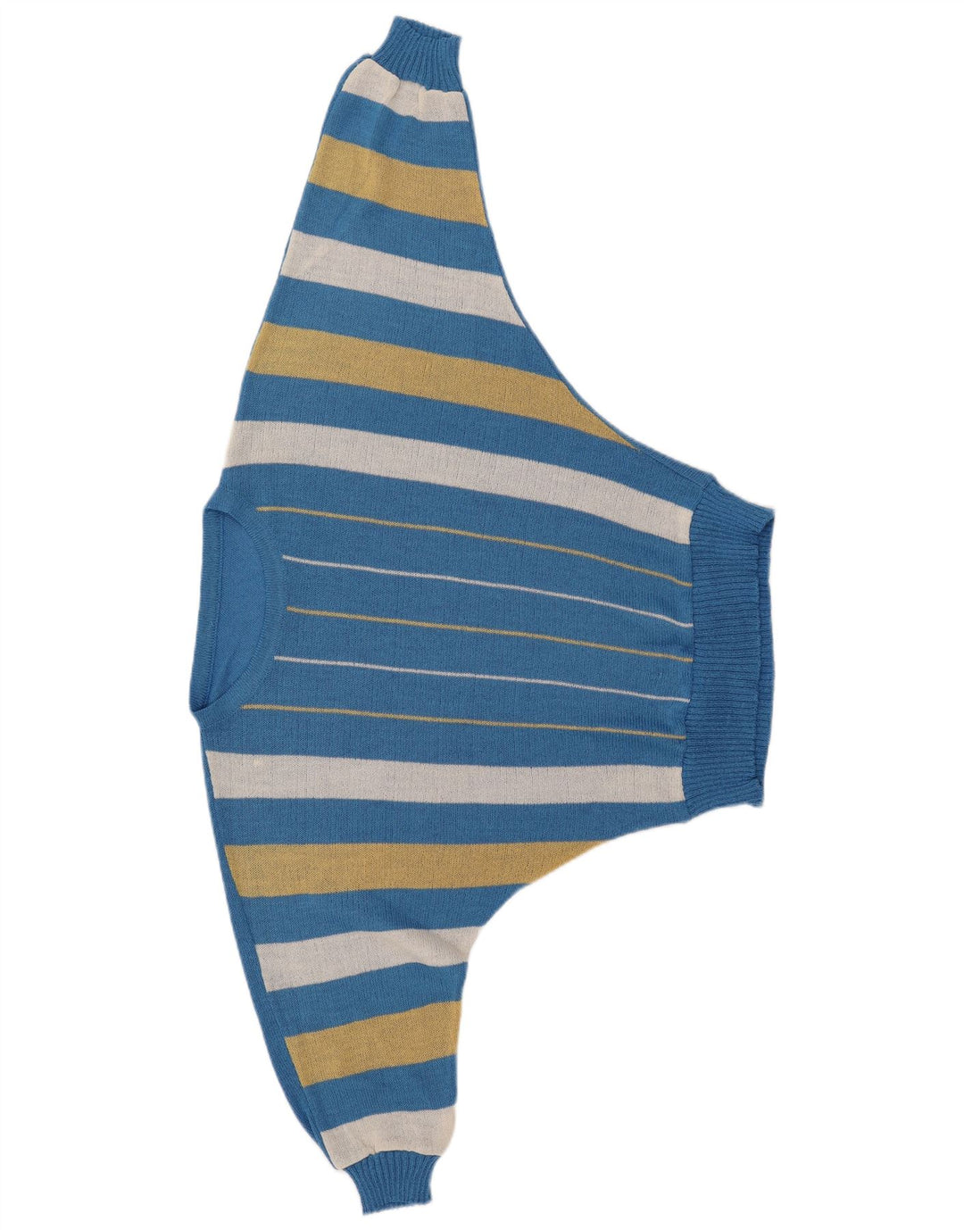 VINTAGE Mujer Batwing Barco Cuello Jersey Jersey IT 40 Pequeño Azul Rayas