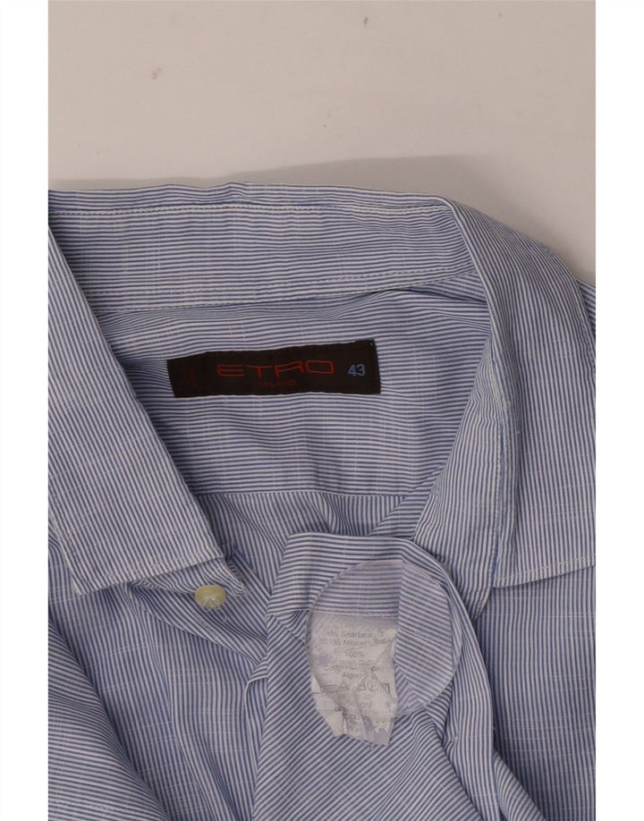 Camisa Etro Hombre Talla 43 Algodón Rayas Azul Grande