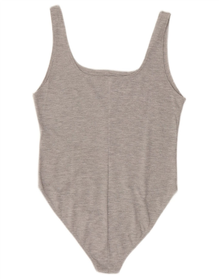 ZARA Womens Sleeveless Bodysuit UK 14 Large Grey Polyester