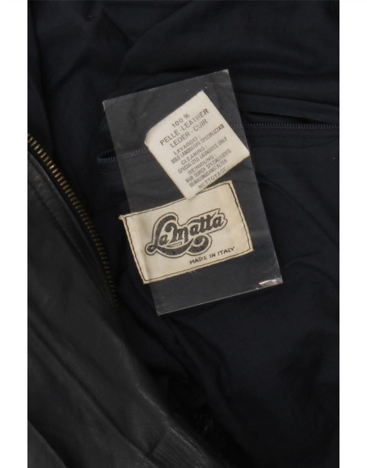 La Matta Chaqueta Bomber de Cuero para Hombre UK 38 Medium Azul Marino Cuero