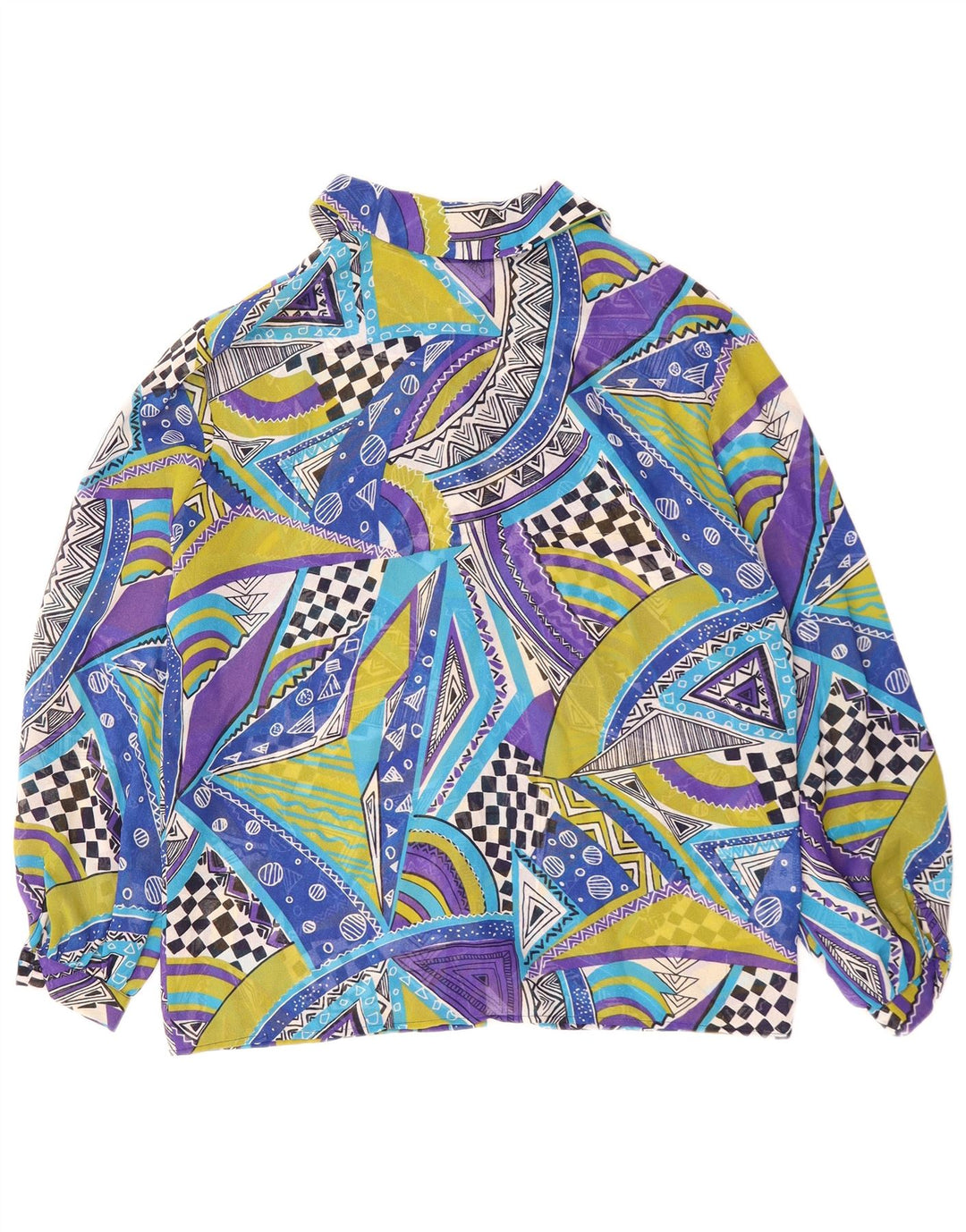 Blusa camisera de mujer VINTAGE IT 42 Poliéster geométrico azul medio