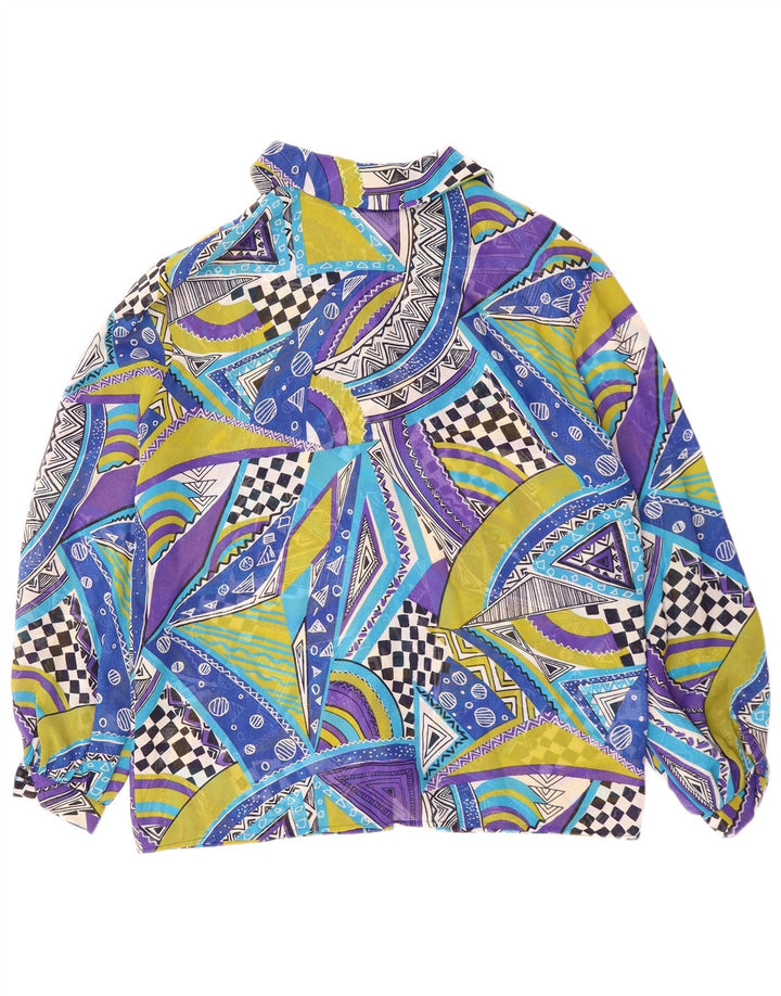 Blusa camisera de mujer VINTAGE IT 42 Poliéster geométrico azul medio