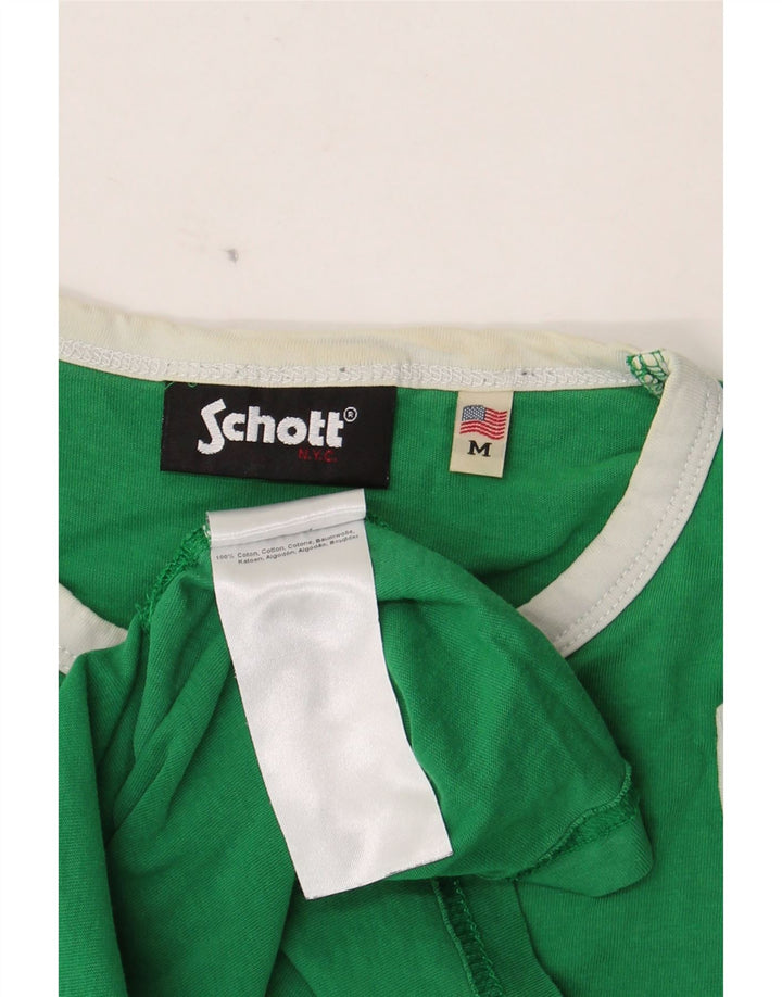 Schott Hombre Camiseta Gráfica Top Algodón Verde Medio