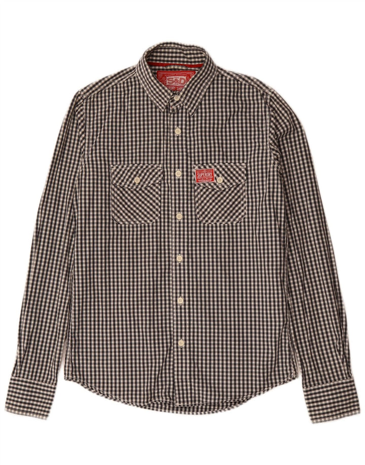 Camisa Superdry para hombre de algodón a cuadros en negro mediano