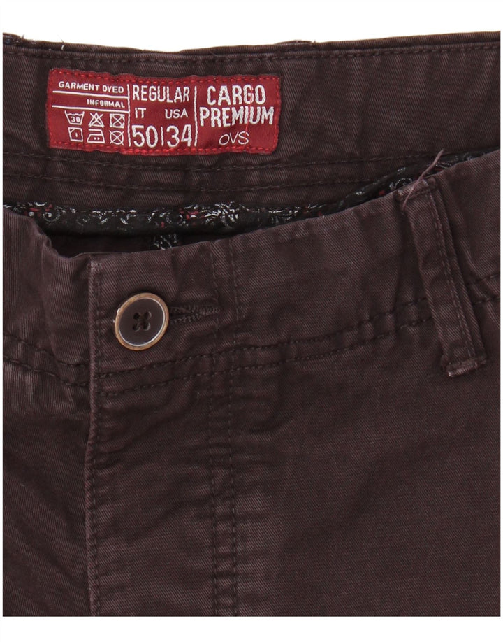 OVS Hombre Regular Cargo Shorts IT 50 Large W34 Marrón Algodón