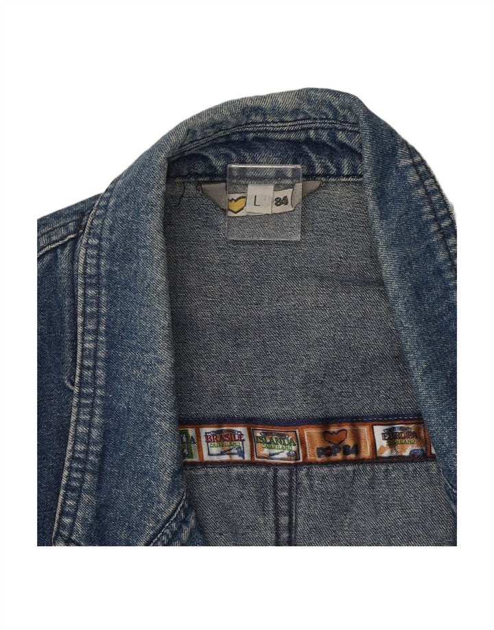POP 84 Mens Denim 2 Button Blazer Jacket UK 40 Large Blue