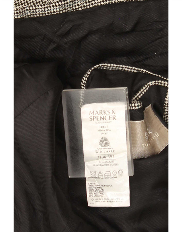 Marks & Spencer Chaqueta tipo blazer de 2 botones para hombre UK 42 Large Black Houndstooth