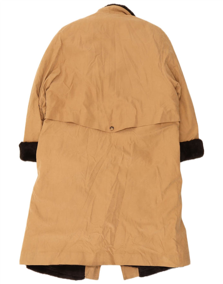 Vintage mujer Sherpa Trench Coat Reino Unido 12 Poliéster beige medio