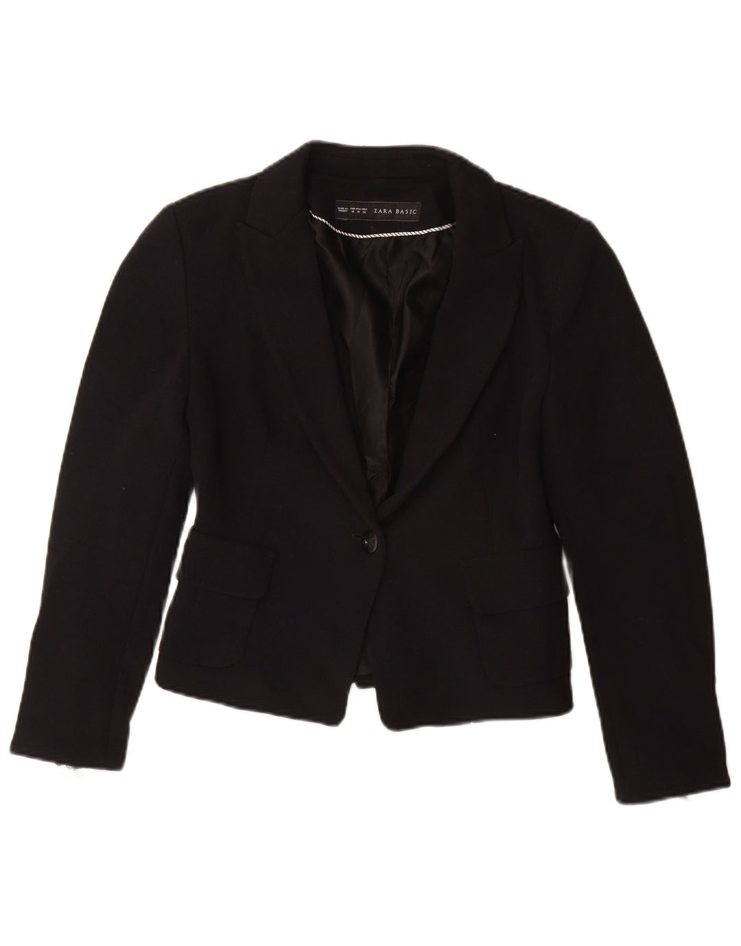 ZARA Chaqueta Blazer De 1 Botón Para Mujer UK 42 Mediano Negro