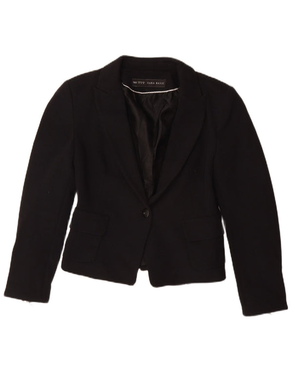 ZARA Chaqueta Blazer De 1 Botón Para Mujer UK 42 Mediano Negro