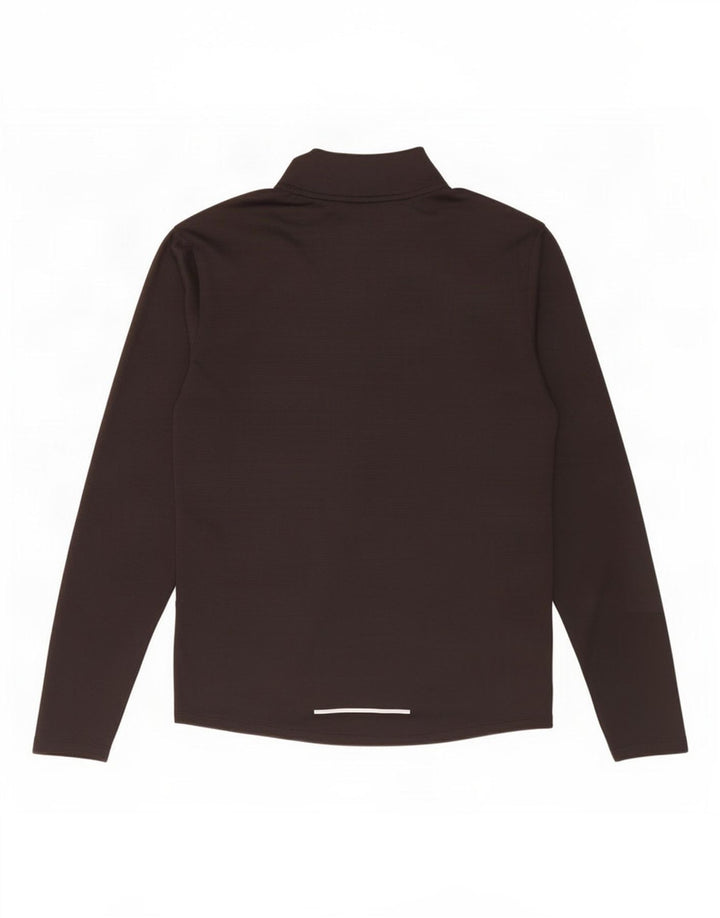 Nike Dri Fit - Camiseta de manga larga con cuello y cremallera para hombre, poliéster negro mediano