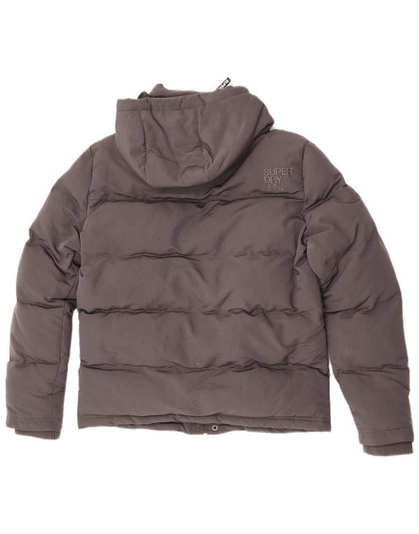 Superdry Chaqueta Acolchada Con Capucha Gráfica Para Hombre UK 36 Small Gris Poliéster
