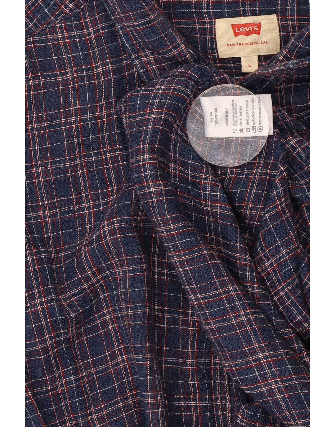 Camisa Levi's Slim Fit para hombre de algodón a cuadros azul marino grande