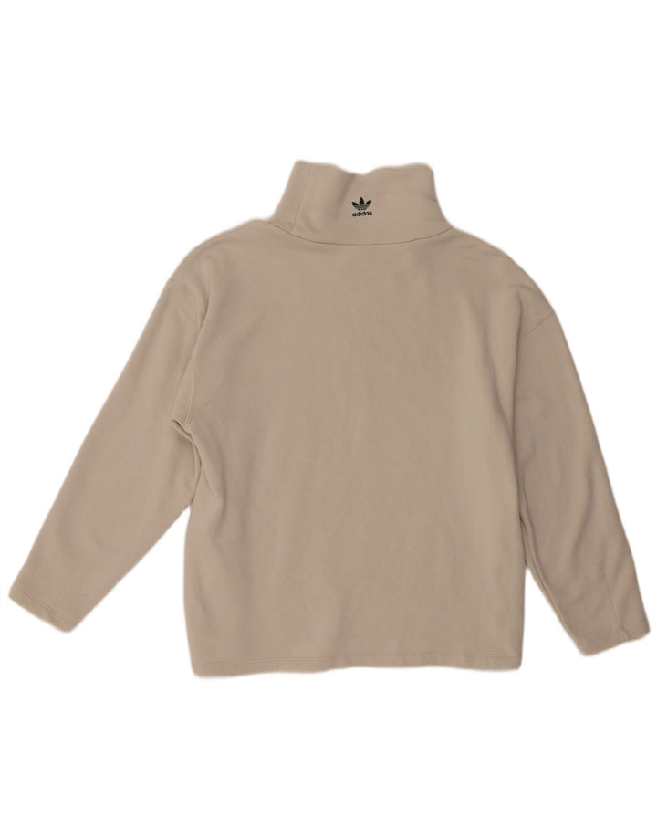 Adidas Sudadera de gran tamaño con gráfico para mujer UK 10 Small Off White