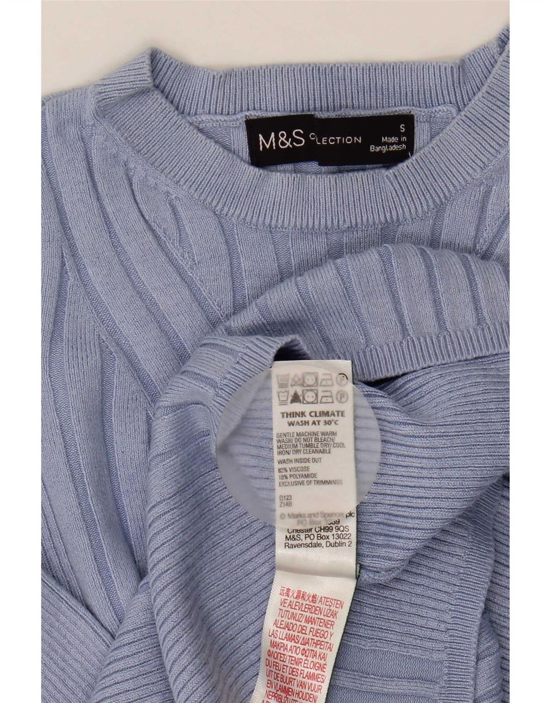 Marks & Spencer Suéter de Cuello Redondo para Mujer UK 8 Small Azul