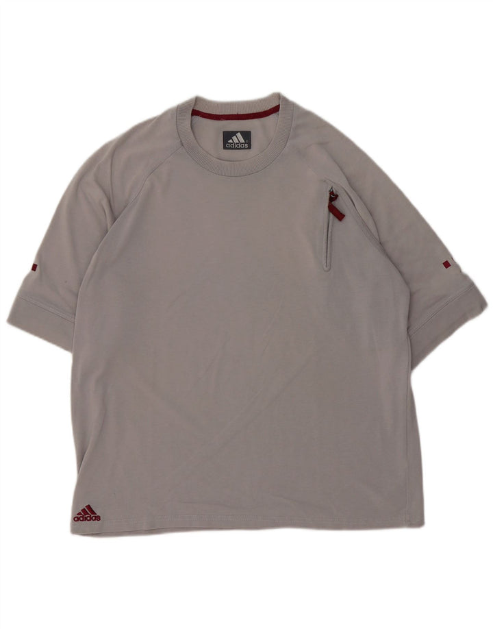 Adidas - Camiseta para hombre, talla grande, algodón gris