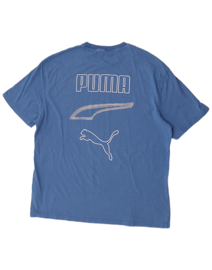PUMA Camiseta gráfica para hombre Top grande de algodón azul