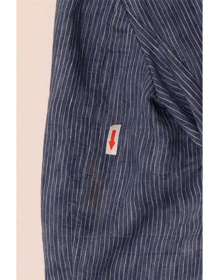 Zara Mujer Chaqueta Blazer De 1 Botón UK 40 XL Poliéster A Rayas Azul