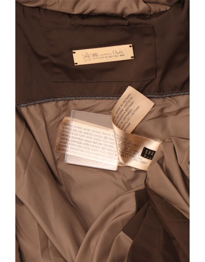 MASSIMO DUTTI Abrigo acolchado con capucha para mujer UK 40 Small Marrón Poliéster