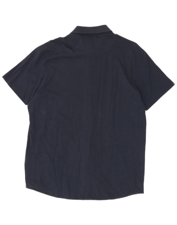 Harmont & Blaine - Camisa de manga corta para hombre, ajuste regular, talla 3XL, algodón azul marino