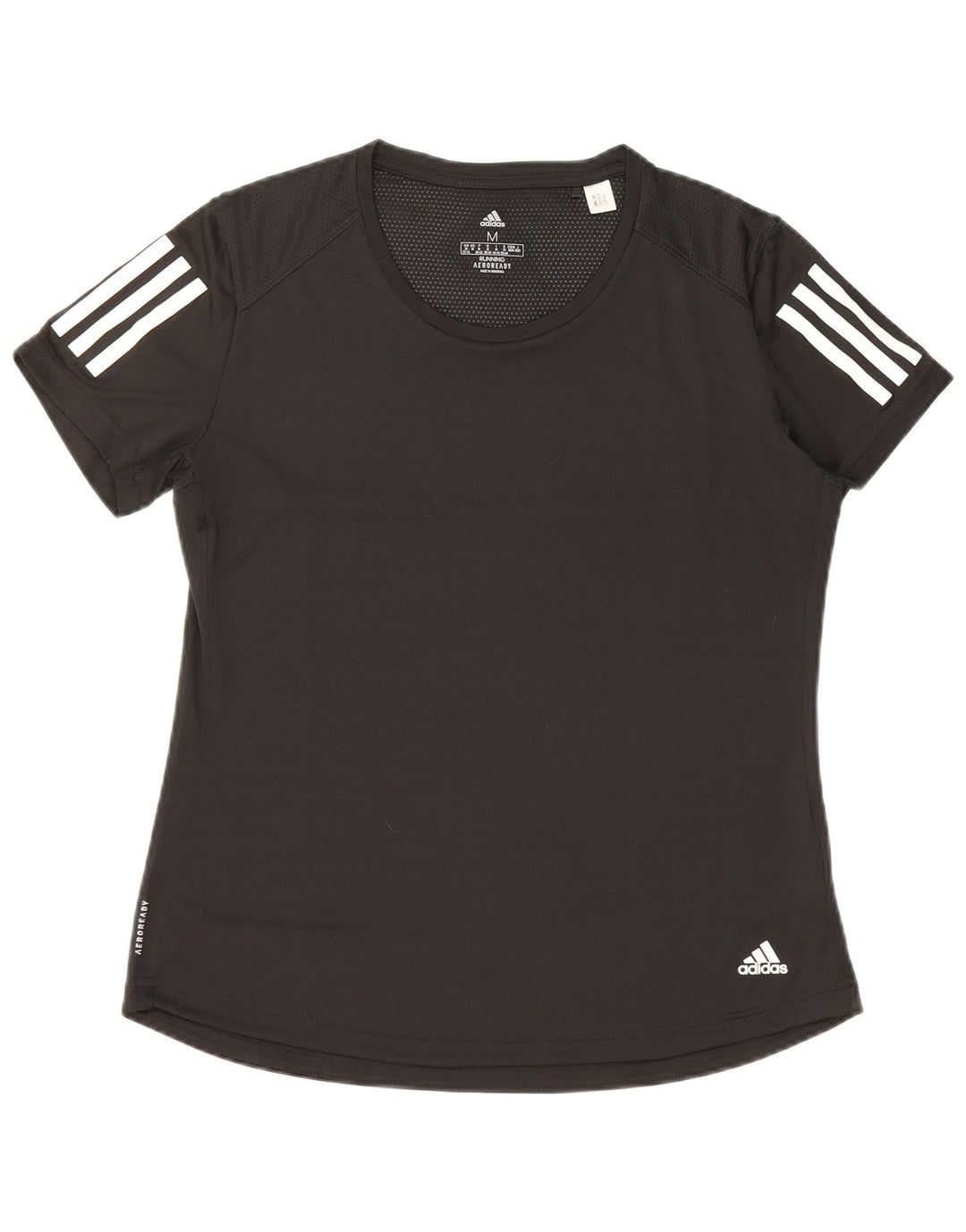 ADIDAS Mujer Aeroready Camiseta Top UK 12/14 Mediano Negro Poliéster