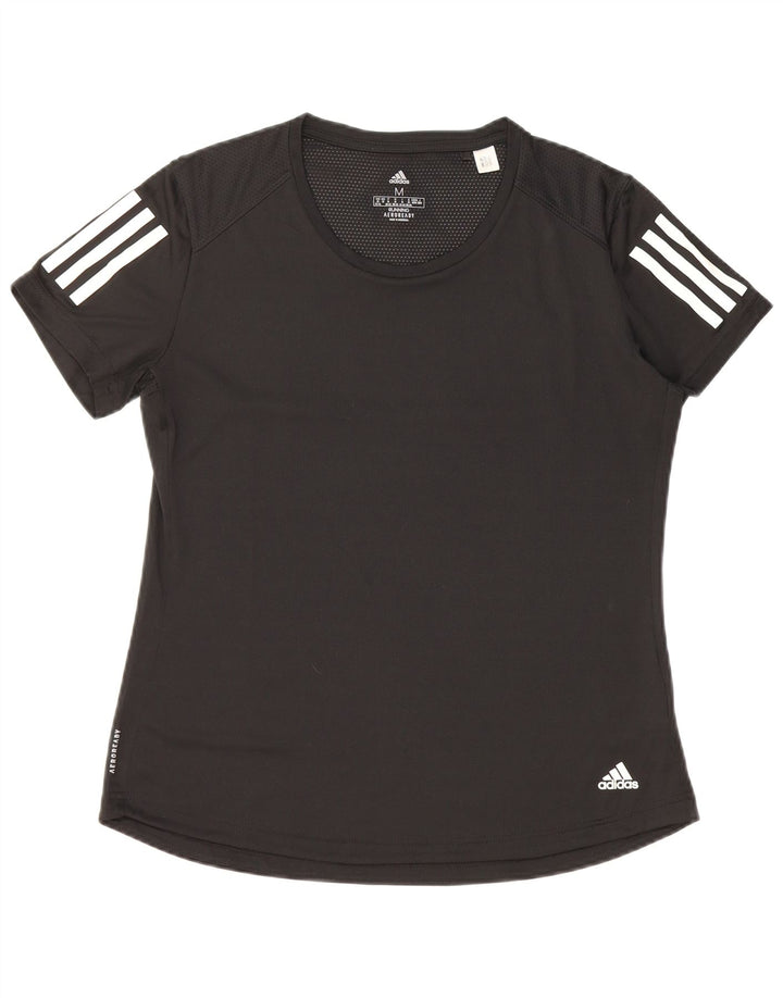 ADIDAS Mujer Aeroready Camiseta Top UK 12/14 Mediano Negro Poliéster