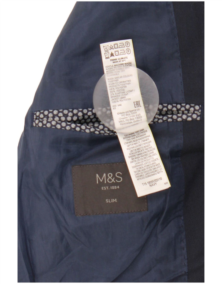 Marks & Spencer Chaqueta tipo blazer entallada con 2 botones para hombre UK 38 Medium Azul marino