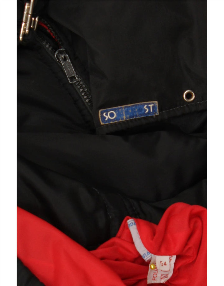 VINTAGE Chaqueta cortavientos para hombre IT 54 2XL Negro Colorblock Poliamida