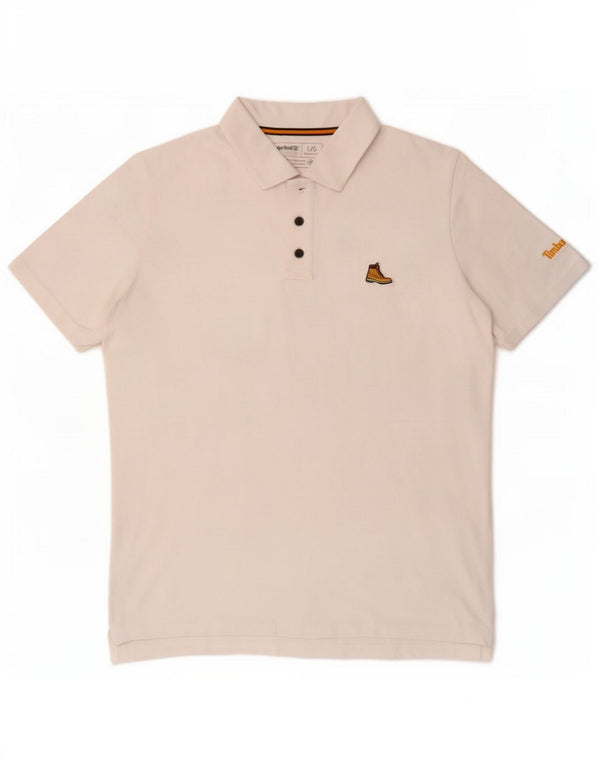 Timberland Mens Regular Fit Polo Shirt Large White Cotton