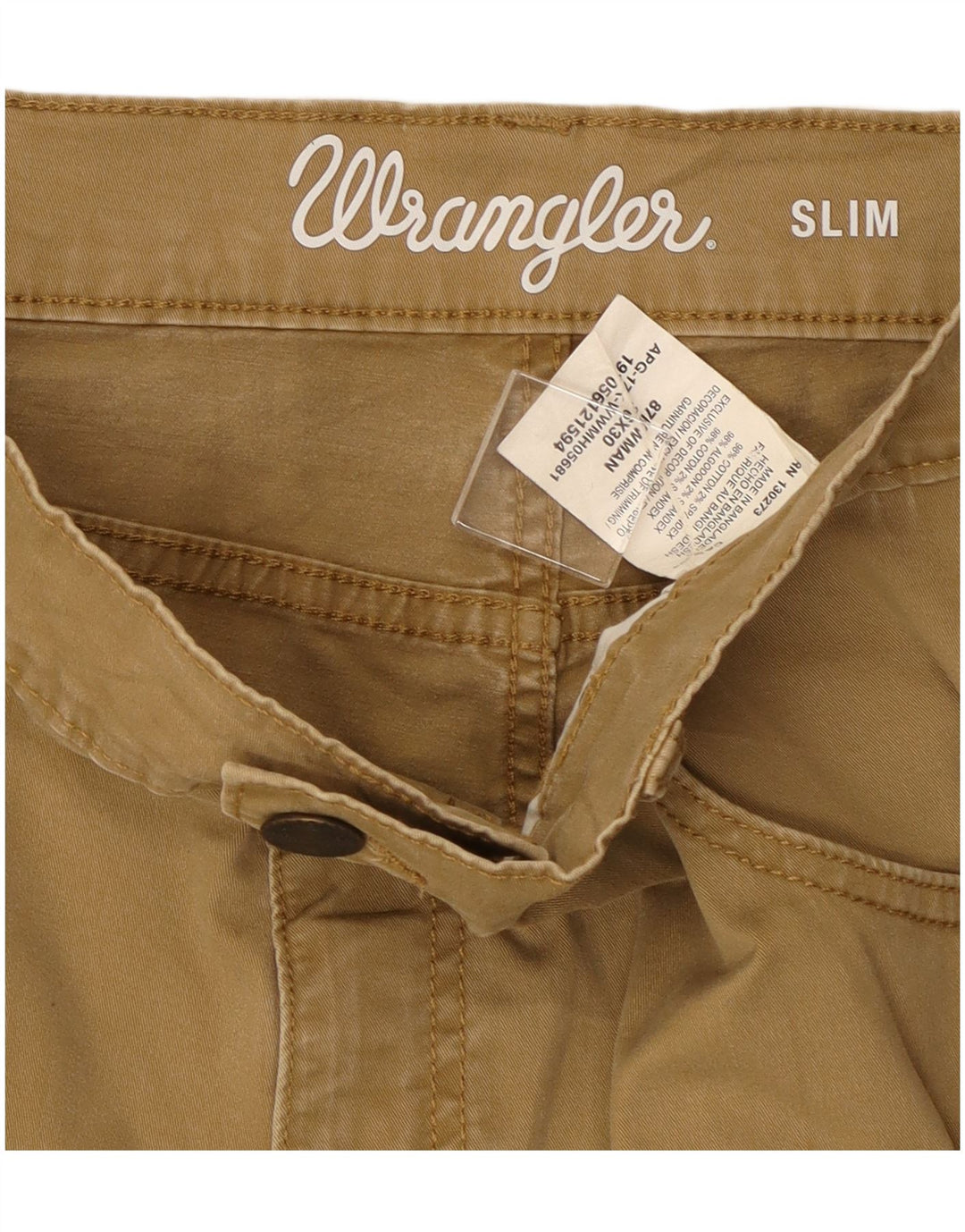 Wrangler Pantalón chino slim fit para hombre W36 L30 Algodón beige