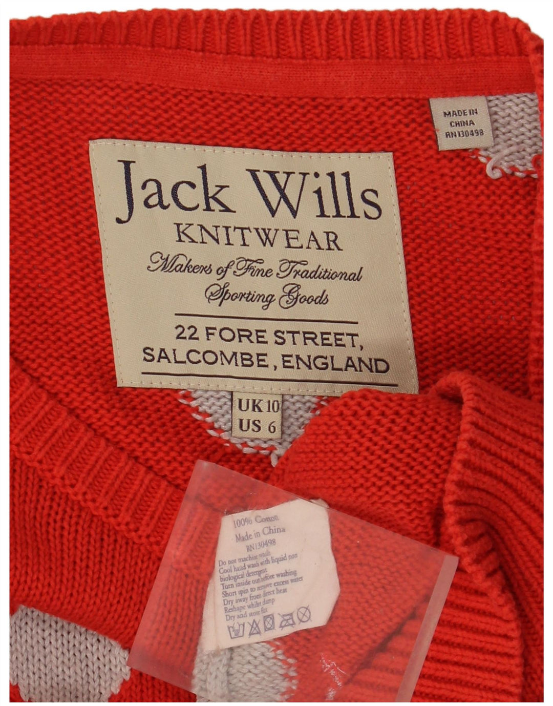 JACK WILLS Suéter tipo jersey para mujer con cuello barco UK 10 Small Red Polka Dot