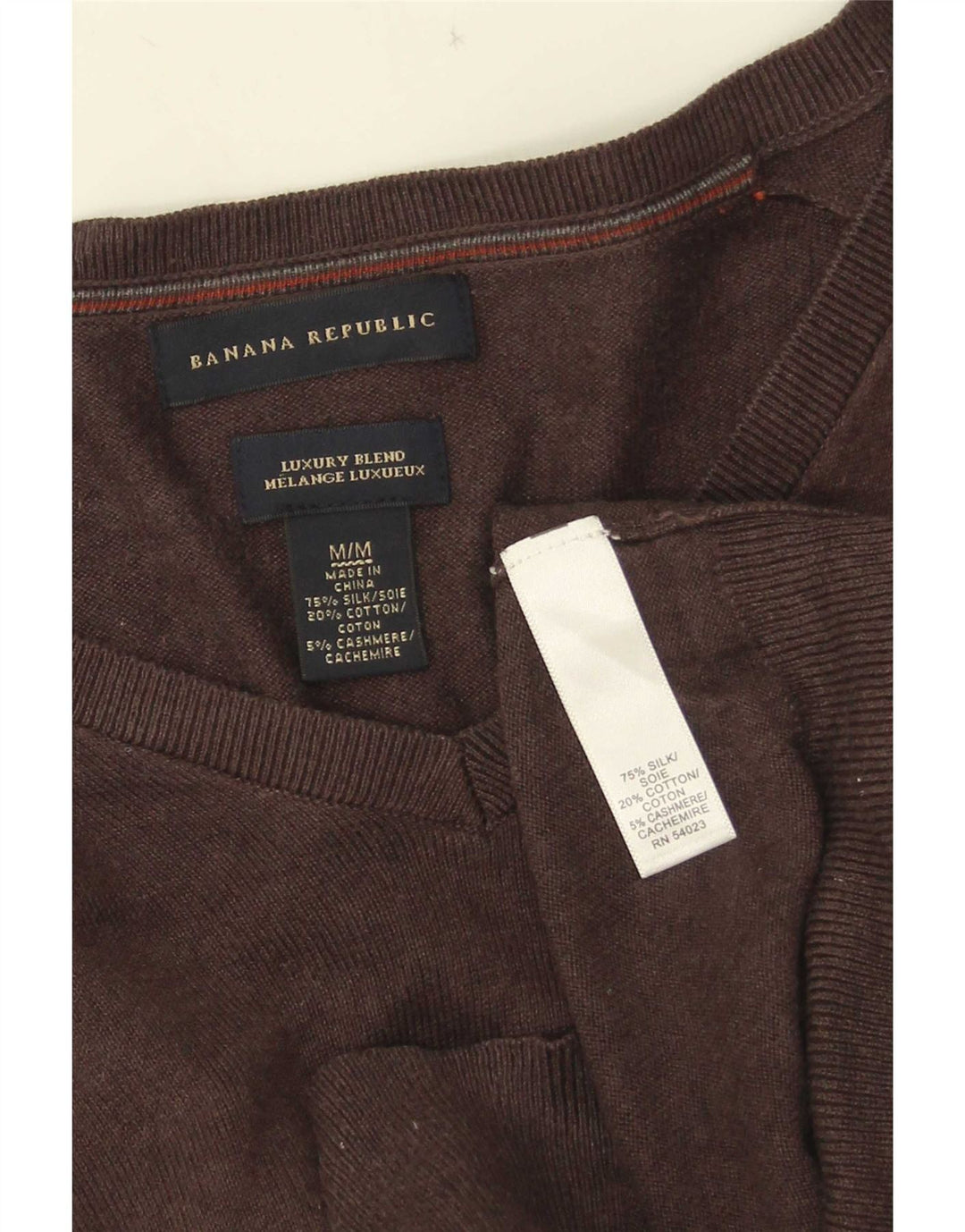 Banana Republic Jersey con Cuello en V para Hombre Seda marrón Medio