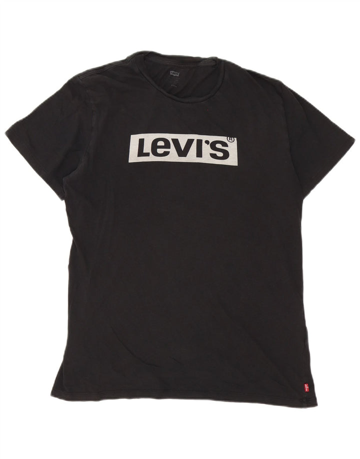 Levi's Camiseta gráfica para hombre Top Medium Black Cotton