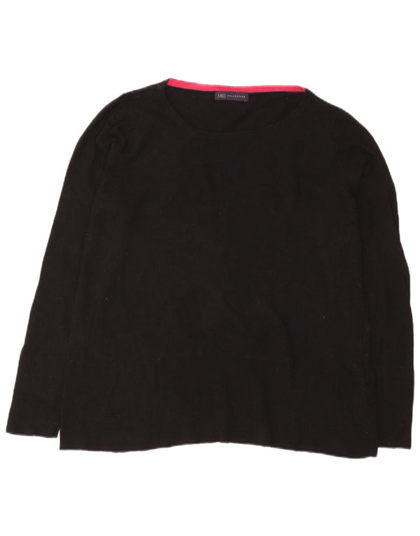 Marks & Spencer Jersey con Cuello Barco para Mujer UK 46 Grande Algodón Negro