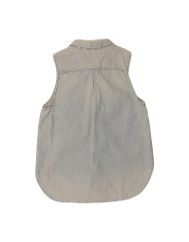 LEVI'S Womens Sleeveless Denim Shirt UK 14 Medium Blue Cotton