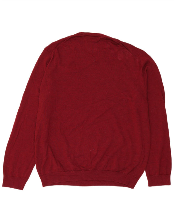 Marks & Spencer Jersey con Cuello Redondo para Hombre XL Lana Merino Roja