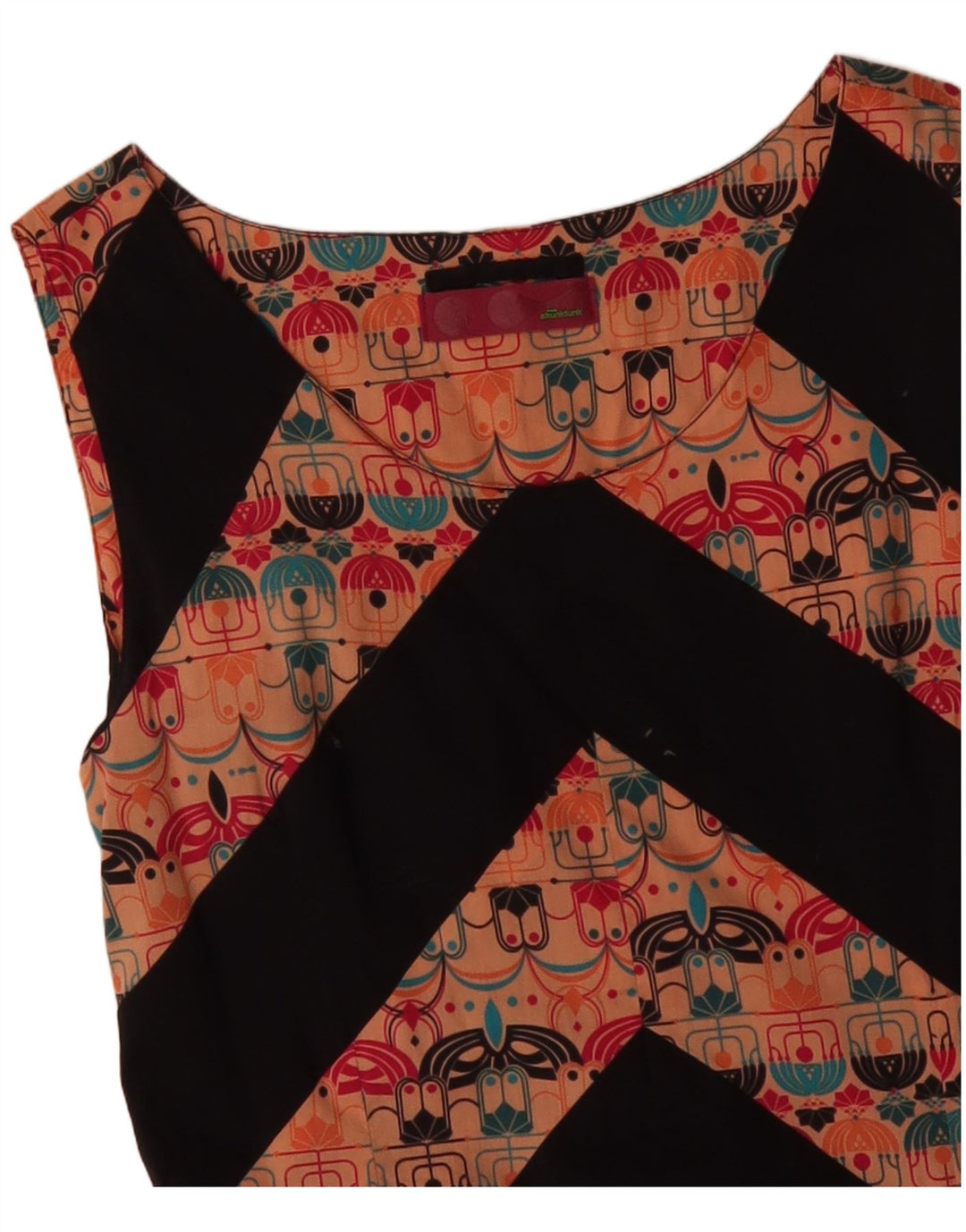 SKUNKFUNK Vestido recto sin mangas para mujer UK 12 Algodón Chevron naranja mediano