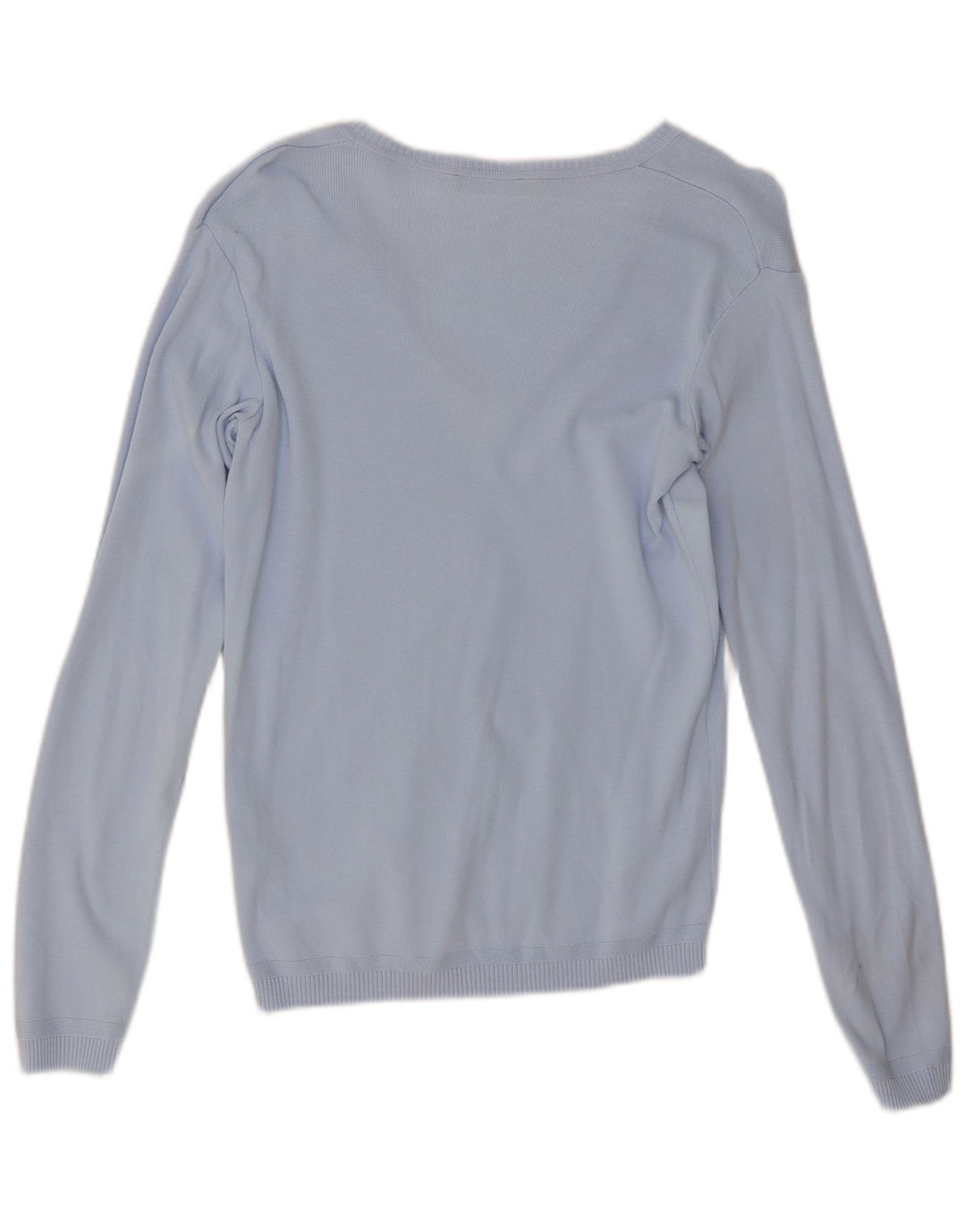 Benetton Jersey Con Cuello En V Para Mujer UK 42 Azul Medio Algodón