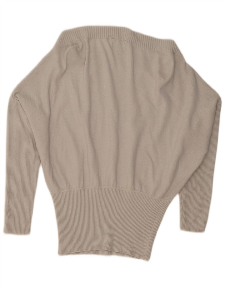 SISLEY Suéter tipo jersey con cuello barco y alas de murciélago para mujer UK 10 Small Grey Polyamide