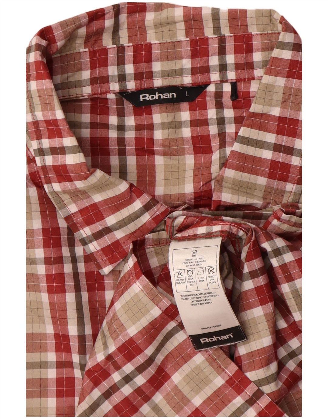 ROHAN Camisa de hombre grande a cuadros rojos Poliéster
