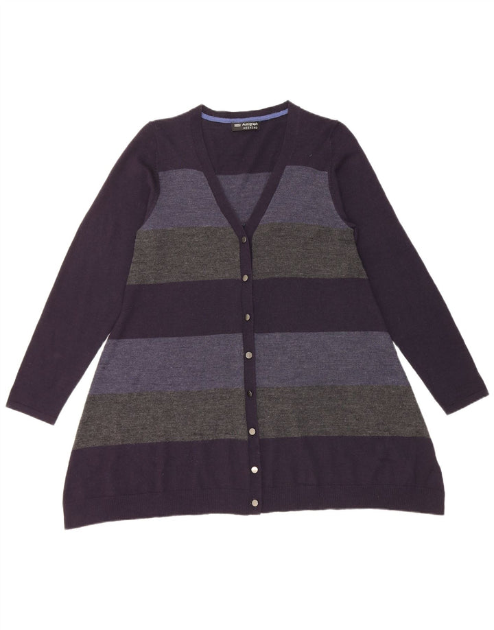 Marks & Spencer - Cárdigan para mujer, talla 40, tamaño mediano, color azul marino a rayas