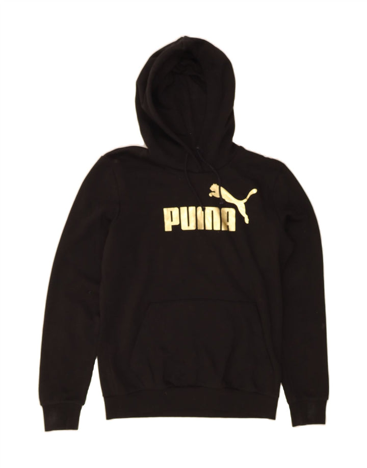 PUMA Mens Graphic Hoodie Jumper Small Black Cotton Vintage Puma and Second-Hand Puma from Messina Hembry 