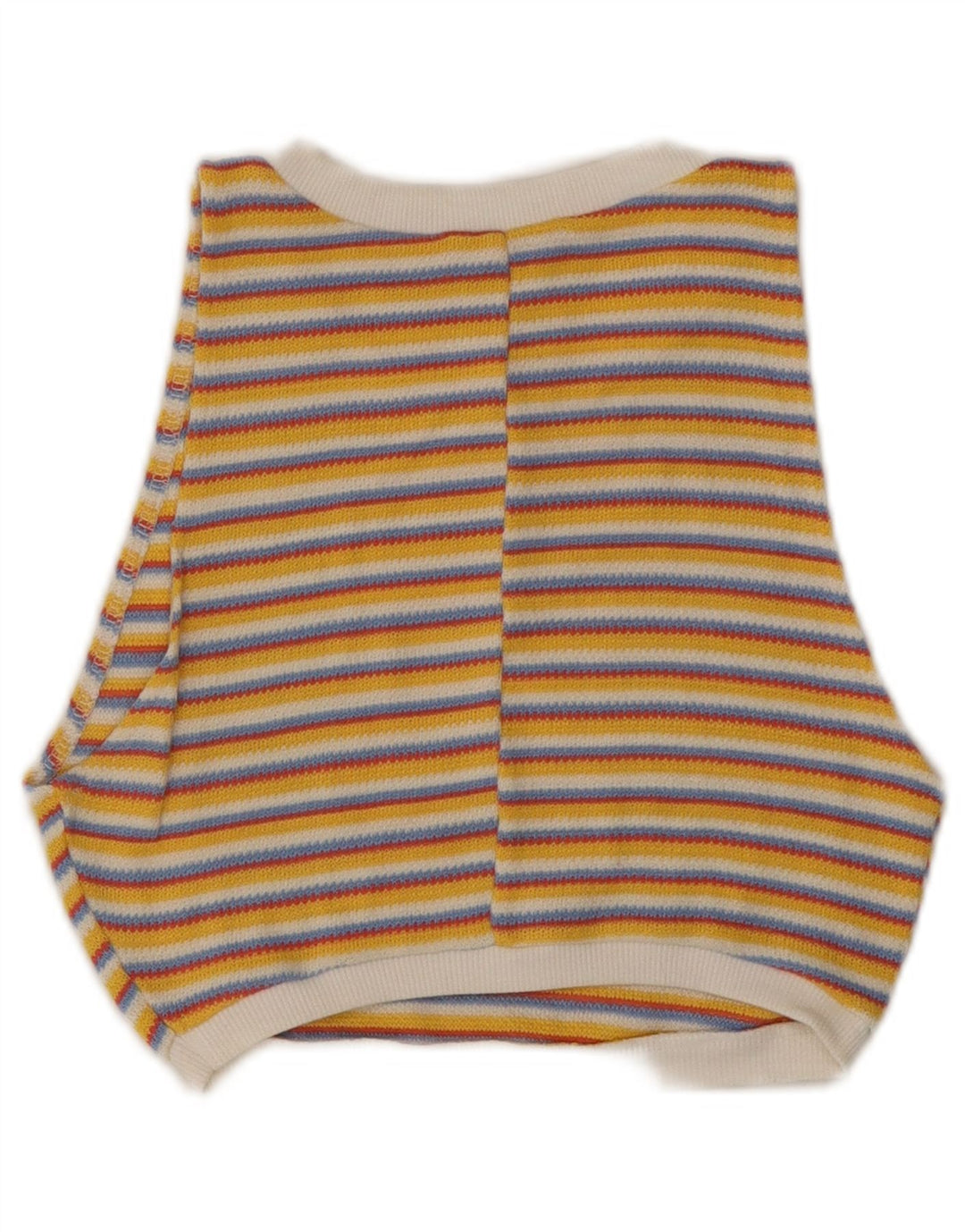 ZARA Mujer Crop Top De Punto UK 8 Small Amarillo Rayas
