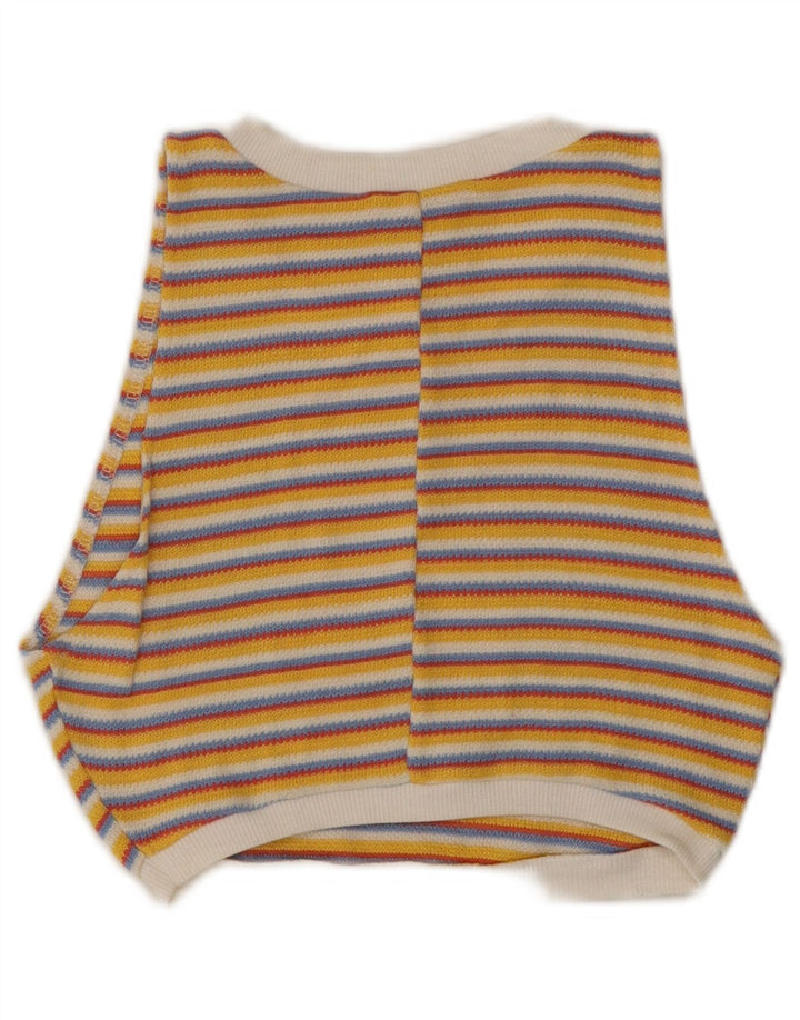 ZARA Mujer Crop Top De Punto UK 8 Small Amarillo Rayas